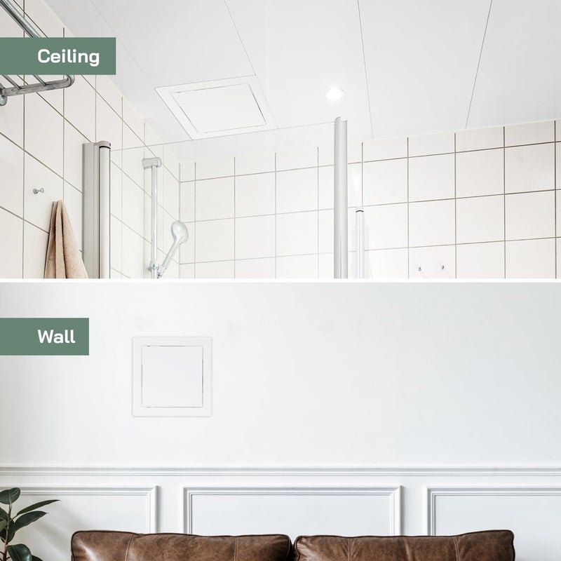 Vent Systems لوحة وصول معدنية بيضاء مقاس 6 بوصة × 6 بوصة مع وظيفة النقر - أبواب وصول سهلة - لوحة وصول للجدران، والخدمات الكهربائية والسباكة - Image 3